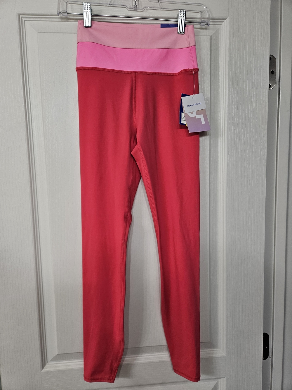 JoyLab Pink and Red Colorblock Women's Leggings 7/8 Length